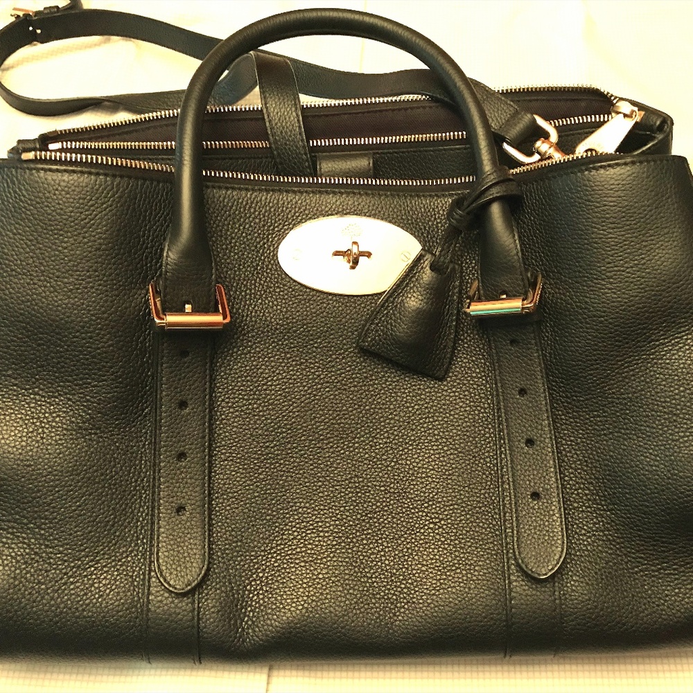 Mulberry Bayswater Double Zip Leather Satchel/Tote - NWOT - Black